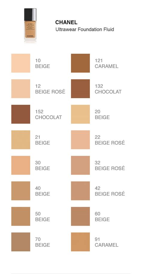 chanel makeup color chart.